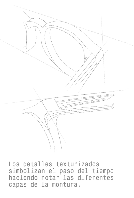 Disseny Ullera detall ECOTATE Multiopticas Esbós ullera ECOTATE patilles Multiòptiques